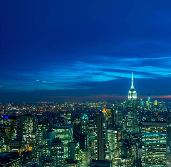 Vista de Nova York Manhattan durante o pôr do sol — Fotografia de Stock