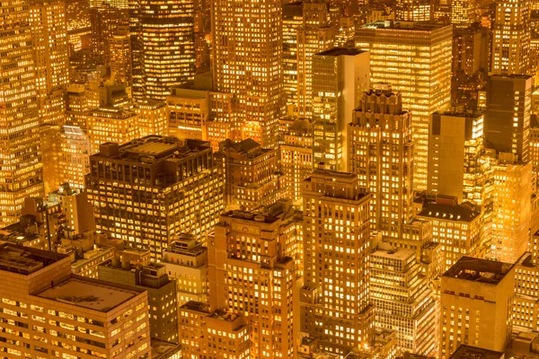 Night view of New York Manhattan during sunset — Stock Photo, Image