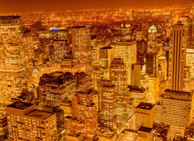 Günbatımında New York Manhattan 'ın gece manzarası