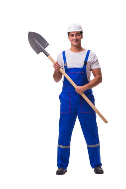 Kürekli tamirci beyazı izole etti.