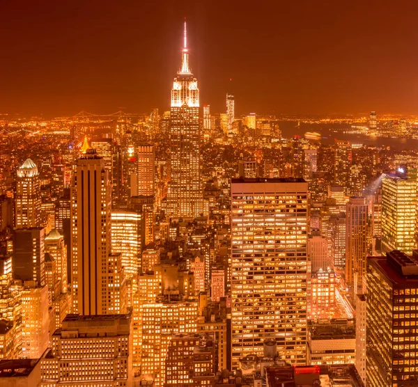 Vue de New York Manhattan pendant les heures de coucher du soleil — Photo