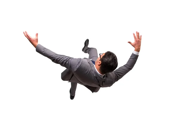 Falling businessman isolated on the white background — Stock Photo, Image