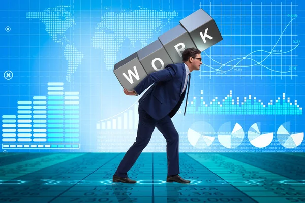 Zakenman te hard aan het werk in business concept — Stockfoto