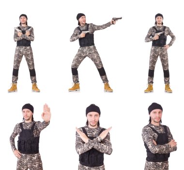 Silahlı asker beyazı izole etti.