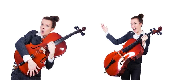 Mujer violinista aislado sobre fondo blanco —  Fotos de Stock