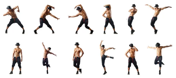 Koláž z tanečníků izolovaných na bílém pozadí — Stock fotografie