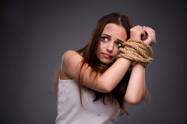 Woman in violence and discrimination concept