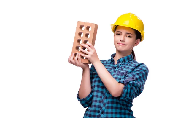 Young woman in industrial concept isolated on white — Stock Photo, Image