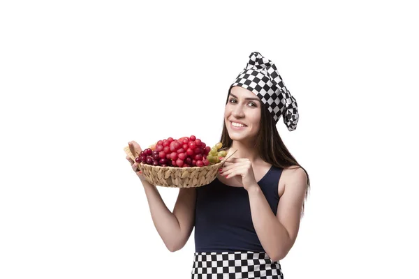 Jovem cozinheiro isolado no fundo branco — Fotografia de Stock