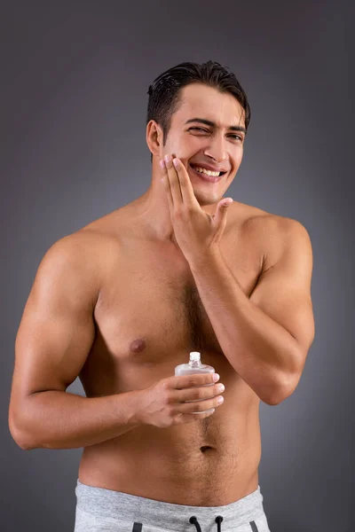 Man after taking shower in concept — Stock Photo, Image