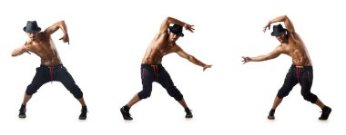 Beyaz arka plan üzerinde izole dansçıların kolaj