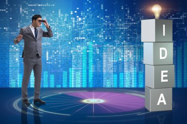 Parlak fikirler arayan iş adamı.