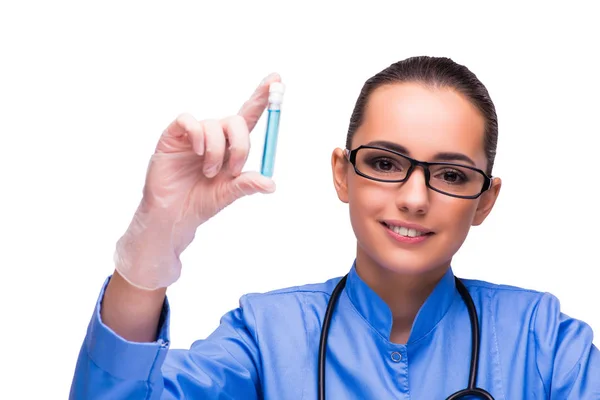 Giovane medico donna in laboratorio isolato su bianco — Foto Stock