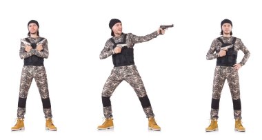 Silahlı asker beyazı izole etti.