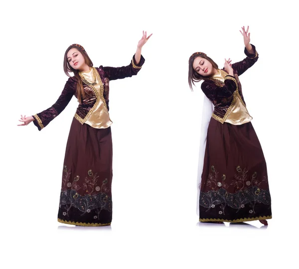 Jonge dame traditionele azeri dans dansen — Stockfoto