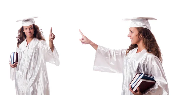 Junge Studentin isoliert auf weiß — Stockfoto