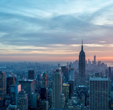 Günbatımında New York Manhattan manzarası