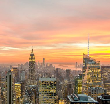 Günbatımında New York Manhattan manzarası