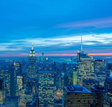 Günbatımında New York Manhattan manzarası