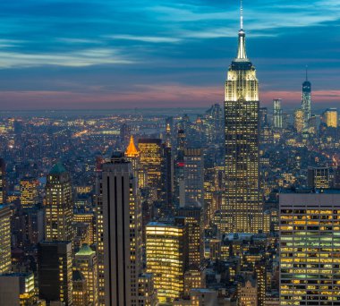 Günbatımında New York Manhattan manzarası