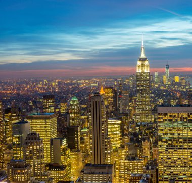 Günbatımında New York Manhattan manzarası