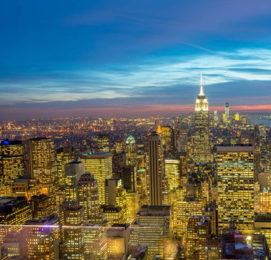 Günbatımında New York Manhattan manzarası