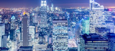 Günbatımında New York Manhattan manzarası