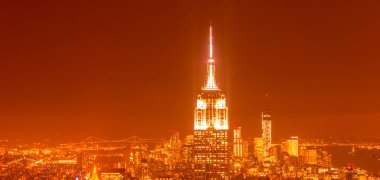 Günbatımında New York Manhattan manzarası