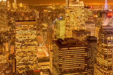 Günbatımında New York Manhattan 'ın gece manzarası