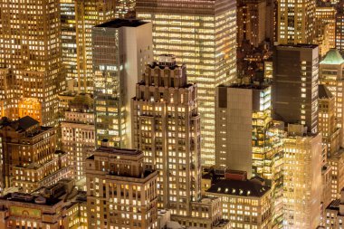 Günbatımında New York Manhattan 'ın gece manzarası