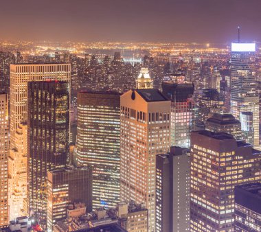 Günbatımında New York Manhattan manzarası