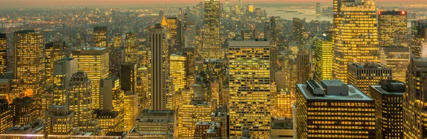 Θέα της Νέας Υόρκης Μανχάταν κατά τις ώρες ηλιοβασιλέματος — Φωτογραφία Αρχείου