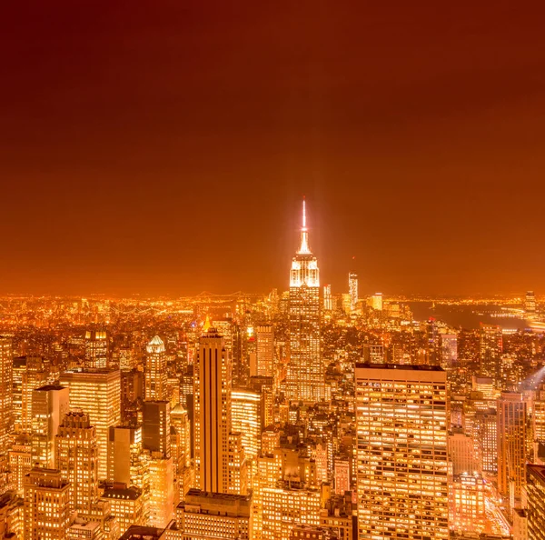 Vista de Nueva York Manhattan durante el atardecer — Foto de Stock