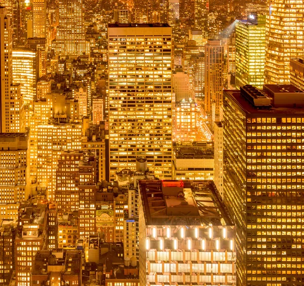 Uitzicht op New York Manhattan tijdens zonsondergang — Stockfoto