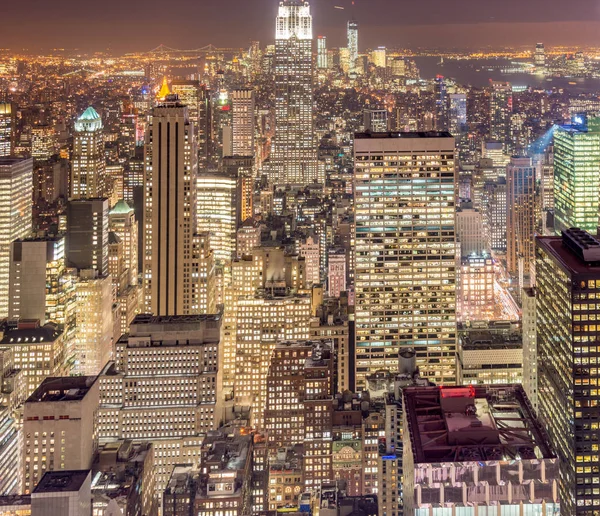 View of New York Manhattan during sunset hours Stock Picture