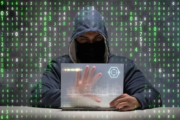 Junger Hacker im Datensicherheitskonzept — Stockfoto