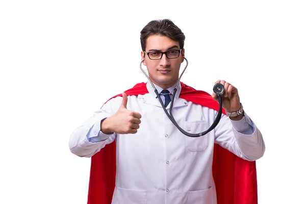 Superheld Arzt isoliert auf weiß — Stockfoto