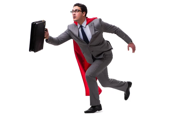 Superhrdina podnikatel izolovaný na bílém — Stock fotografie