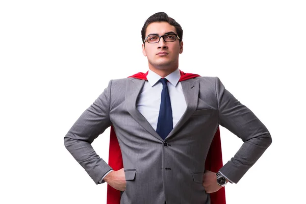 Super hero businessman isolated on white — Stock Photo, Image