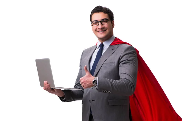 Super hero businessman isolated on white — Stock Photo, Image