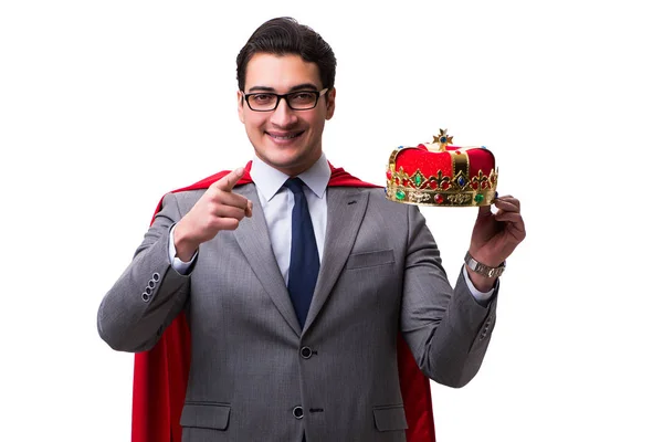 King businessman wearing red cover on white — Stock Photo, Image