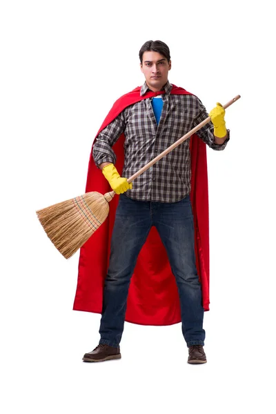 Super hero cleaner isolated on white — Stock Photo, Image