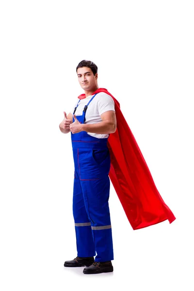 Superheld reparateur geïsoleerd op witte achtergrond — Stockfoto