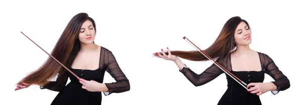 Femme interprète jouant du violon sur blanc — Photo