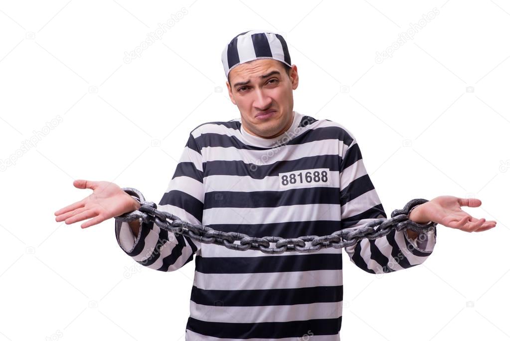 Man prisoner isolated on white background