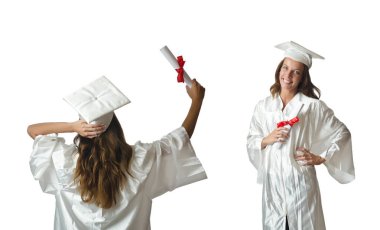 Beyaz tenli genç öğrenci.