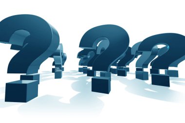 Soru işaretleri belirsizlik kavramı - 3d render ile