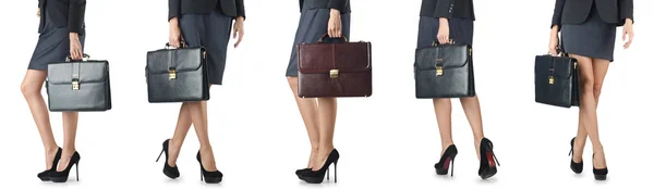 Close up of briefcase and businesswoman — Stock Photo, Image