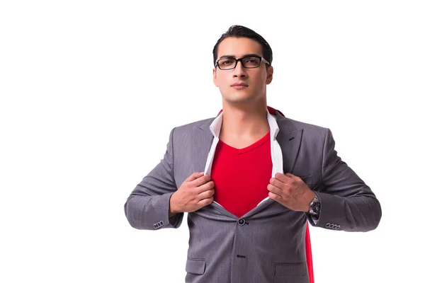 Joven hombre de negocios con cubierta roja sobre blanco — Foto de Stock