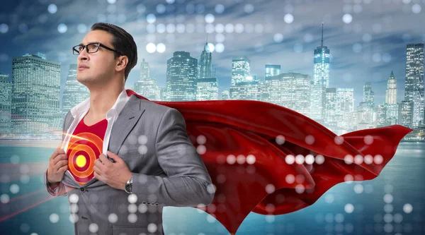 Бізнесмен в концепції супергероя з червоною обкладинкою — стокове фото